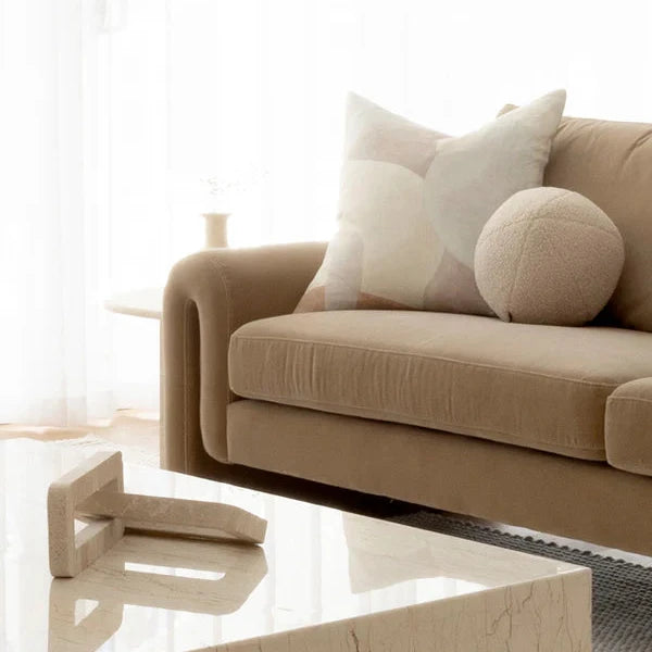 Vanilla Cream Boucle Ball Cushion with Insert - 30cms