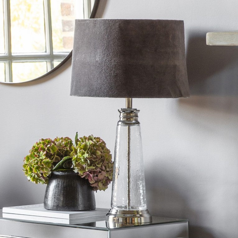 Velvet Elegance Table Lamp - Grey