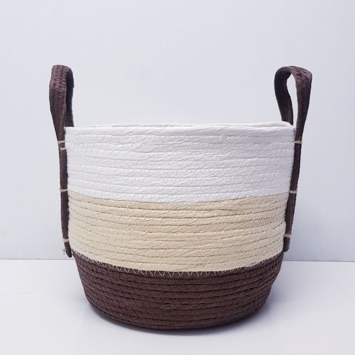 Venus Tri-color Round Storage Basket with Handles -Set of 3