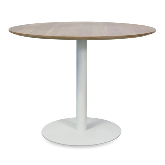 Versa Vibe Round Meeting Table 100cms - Walnut & White