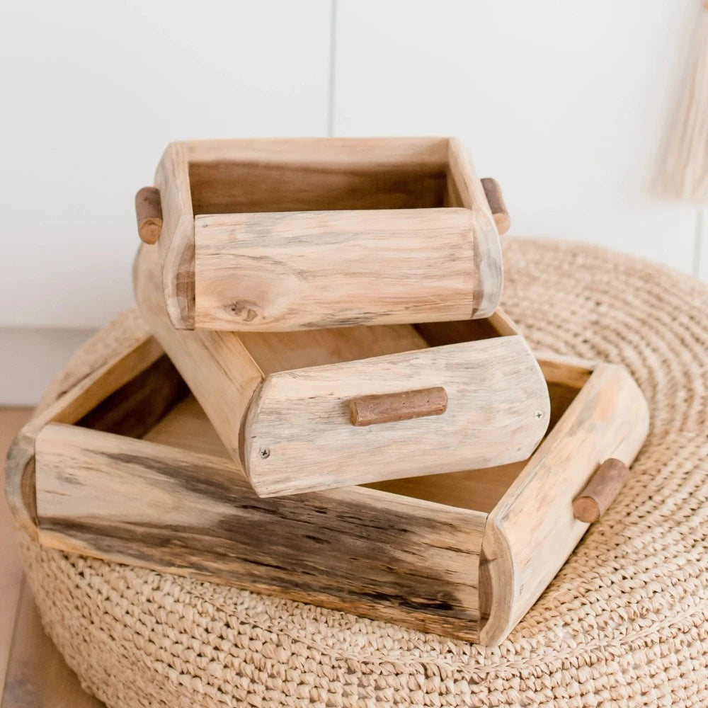 Versatile Bamboo Sorting Trays - Set of 3