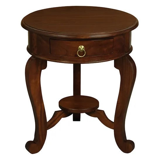 Versatile Cabriol Leg 1 Drawer Lamp Table - Brown