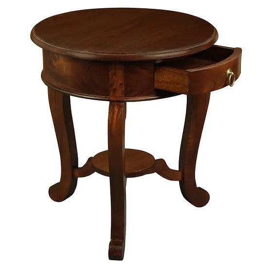 Versatile Cabriol Leg 1 Drawer Lamp Table - Brown