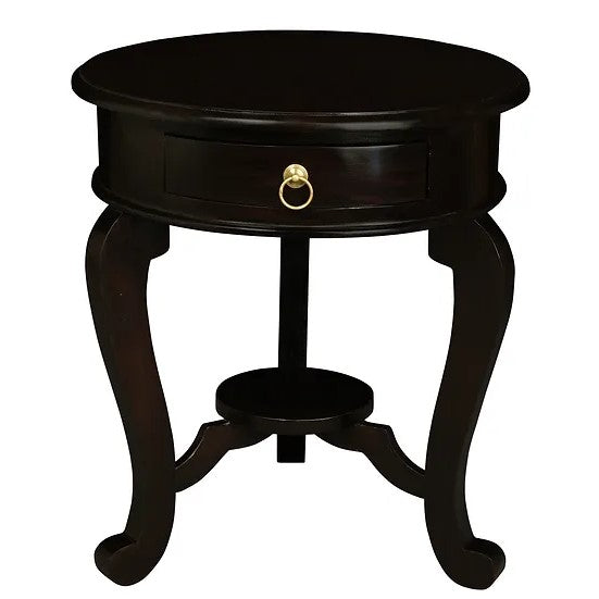 Versatile Cabriol Leg 1 Drawer Lamp Table - Dark Brown