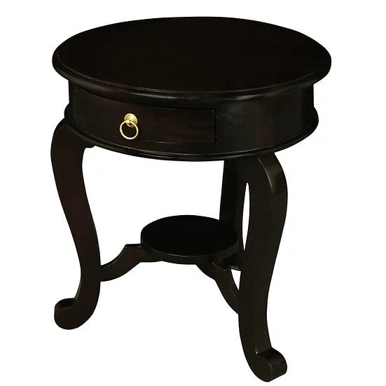 Versatile Cabriol Leg 1 Drawer Lamp Table - Dark Brown