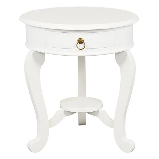 Versatile Cabriol Leg 1 Drawer Lamp Table - White