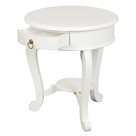 Versatile Cabriol Leg 1 Drawer Lamp Table - White