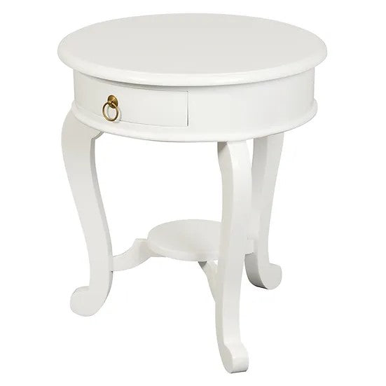 Versatile Cabriol Leg 1 Drawer Lamp Table - White