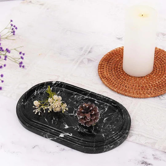 Versatile Serving Accent Oval Tray - Black