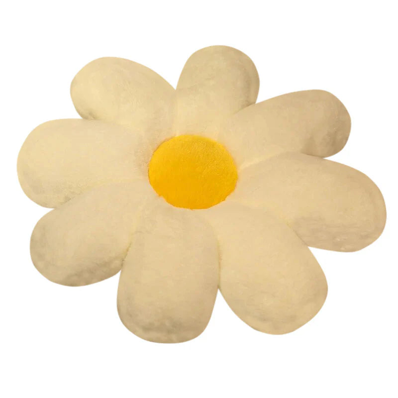 Vibrant Flower Shape Soft Cushion Pillow 50cms - White