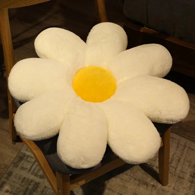 Vibrant Flower Shape Soft Cushion Pillow 50cms - White