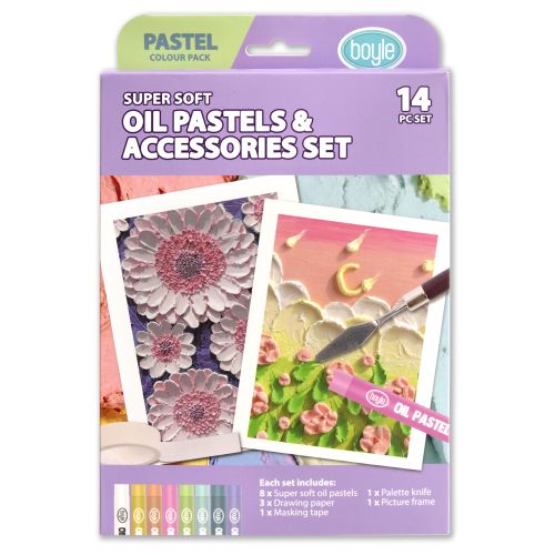Vibrant Oil Pastels Colors and Accessories - 14pc Set