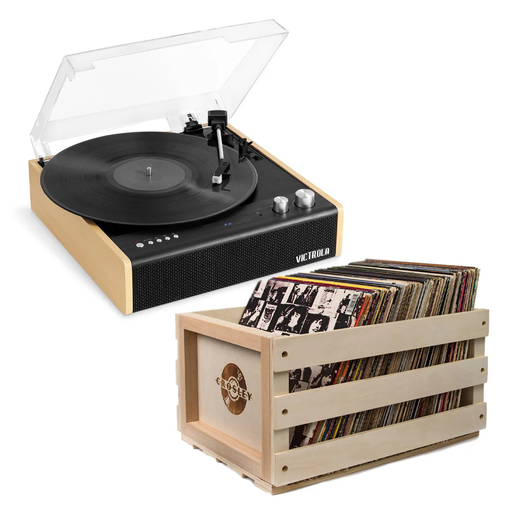 Victrola Classic  Eastwood Turntable + Bundled Record Storage Crate