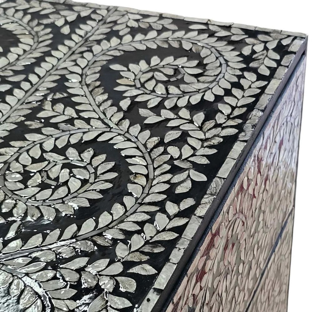 Vine-Inspired Enchanting Pearl Chest of 3 Drawers