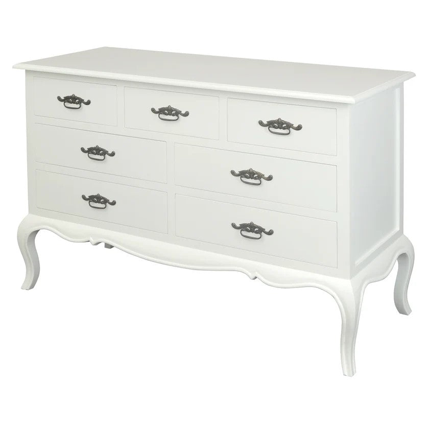 Vintage-Inspired French Provincial Tallboy - White