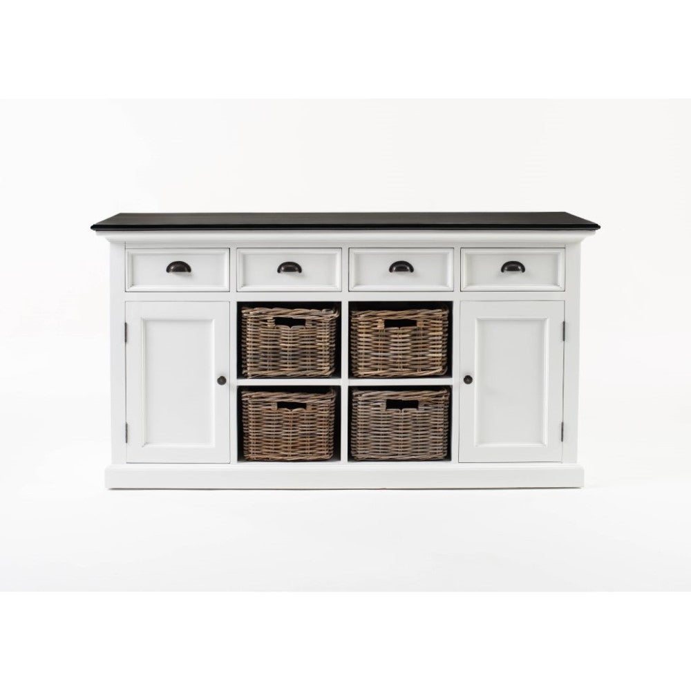 Vintage-Inspired Sideboard with 4 Basket Storage