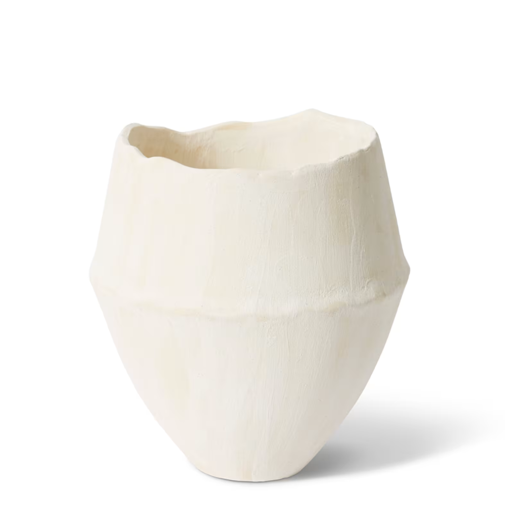 Vintage-Inspired Terracotta Vase - Ivory - 25cms