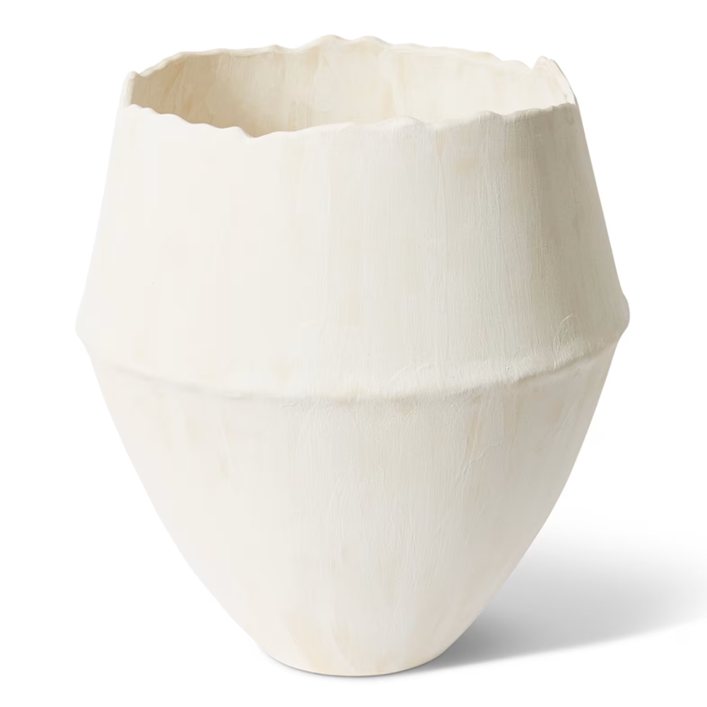 Vintage-Inspired Terracotta Vase - Ivory - 42cms