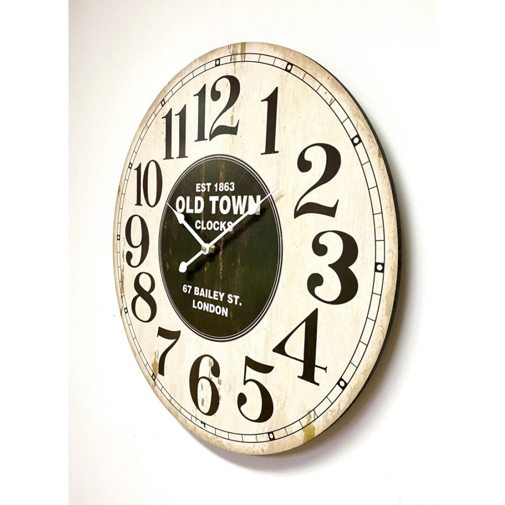 Vintage-Inspired Timber Old Town Wall Clock 60cms