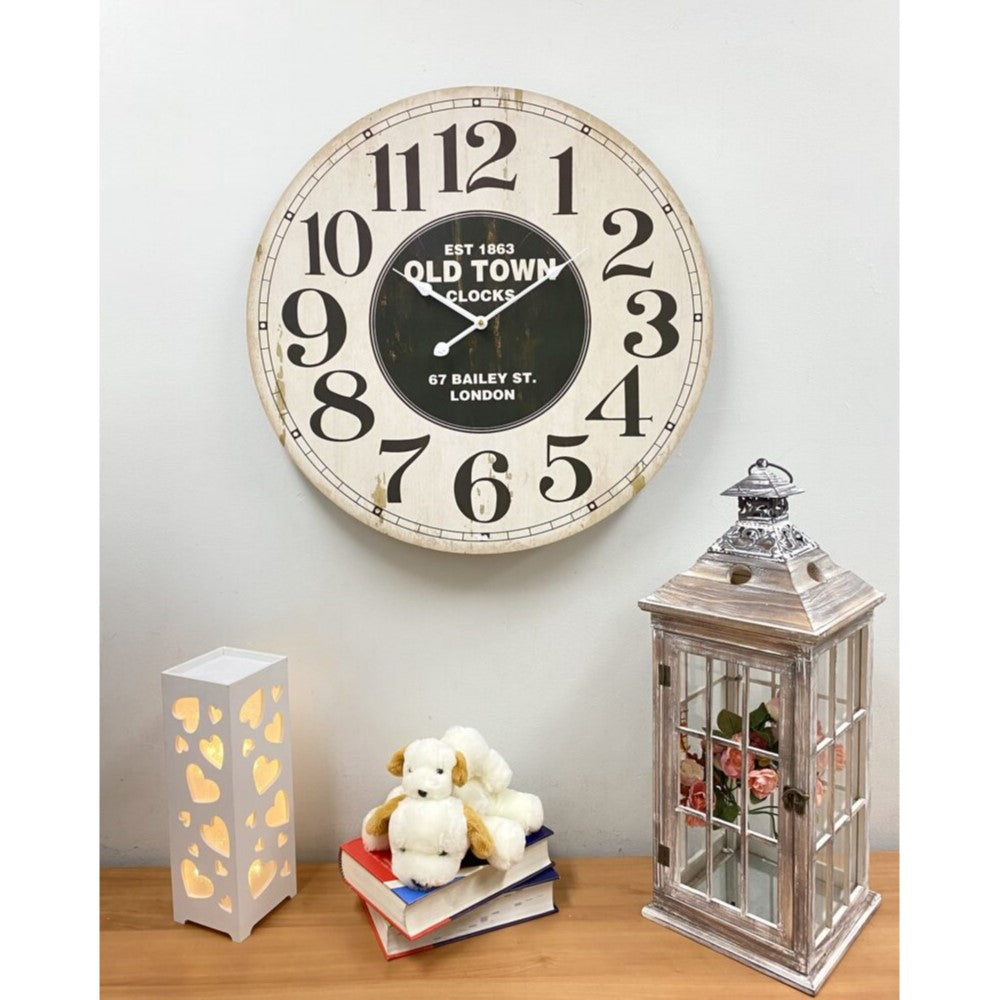 Vintage-Inspired Timber Old Town Wall Clock 60cms