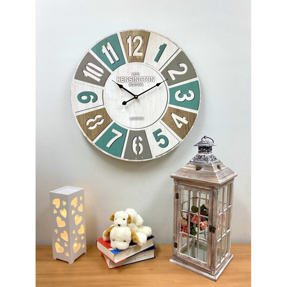 Vintage-Inspired Timber Wall Clock 60cms