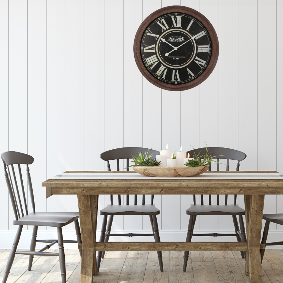 Vintage-Style Glass-Front Roman Numbers Wall Clock 70cms