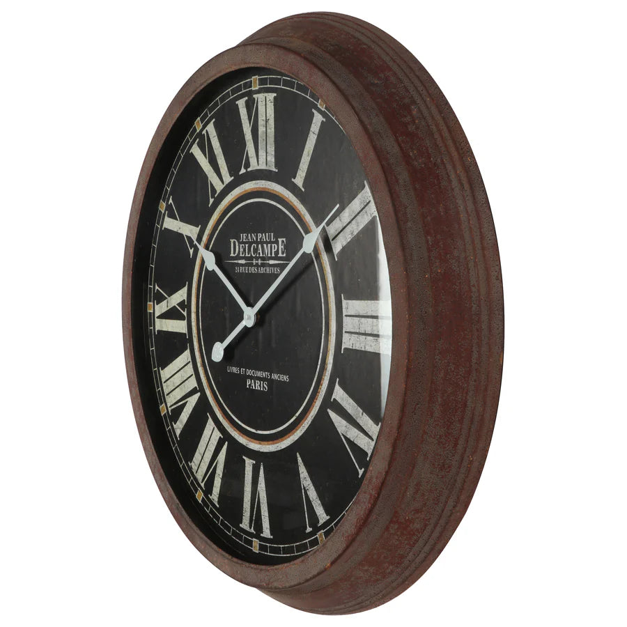 Vintage-Style Glass-Front Roman Numbers Wall Clock 70cms