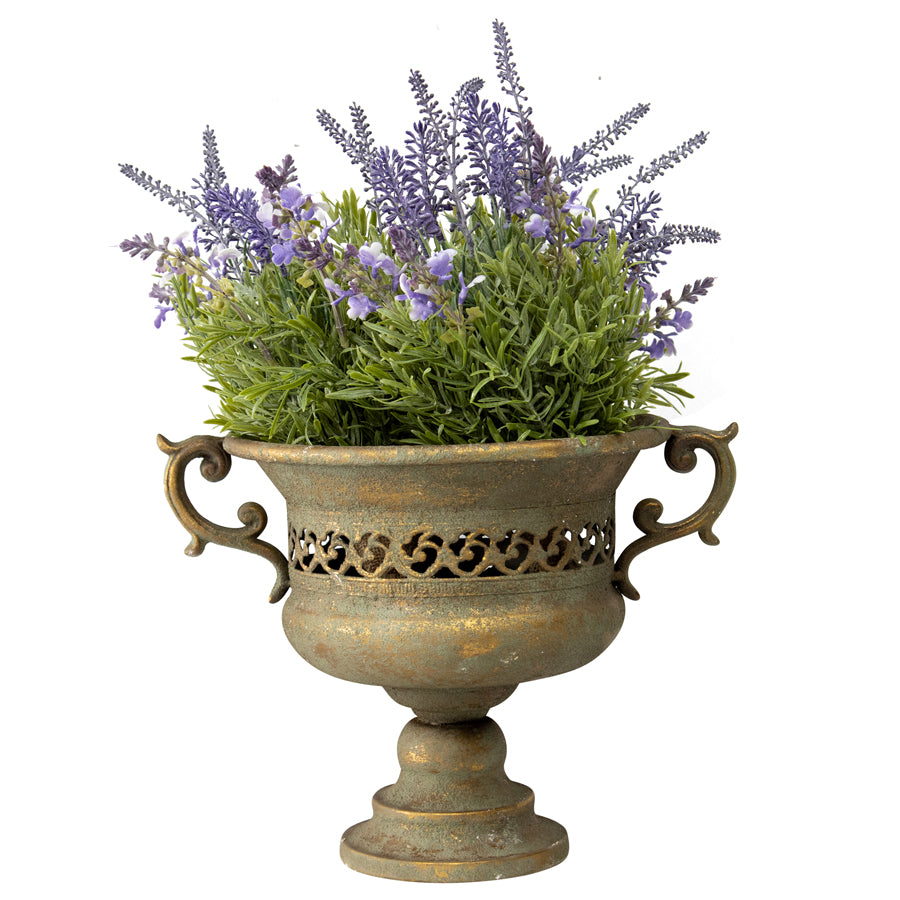 Vintage Aged French-Style Garden Urn with Handles