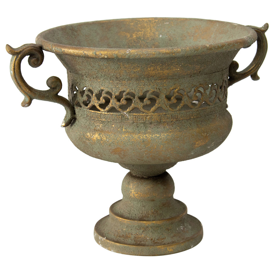 Vintage Aged French-Style Garden Urn with Handles