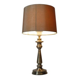 Vintage Antique Brass Table Touch Lamp - Brown
