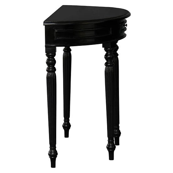 Vintage Appeal Turn Leg Half Round Sofa Table - Black