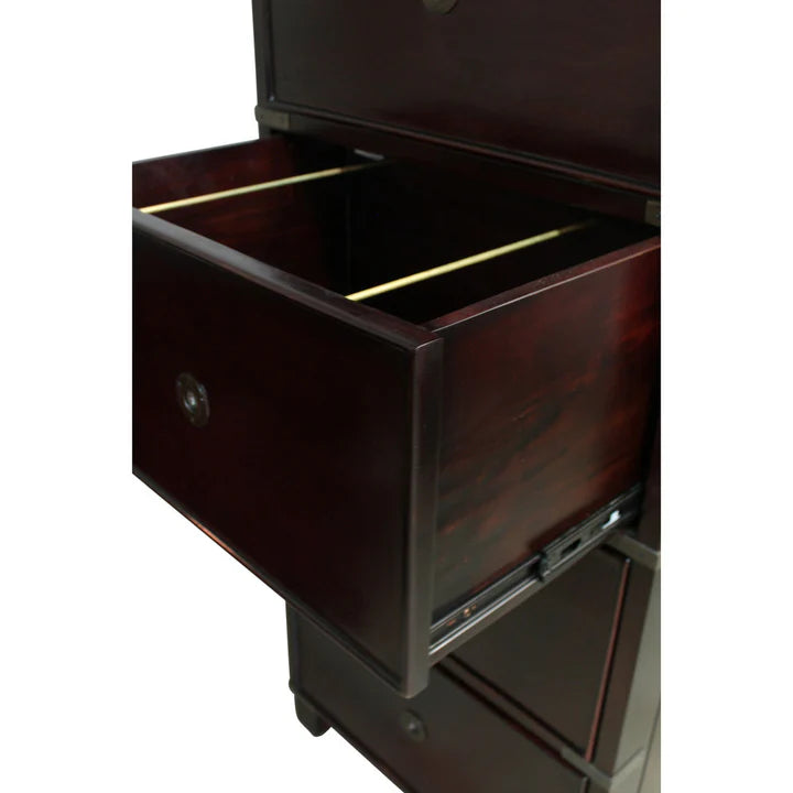 Vintage Campaign 4 Drawers Filing Cabinet - Dark Mahogany