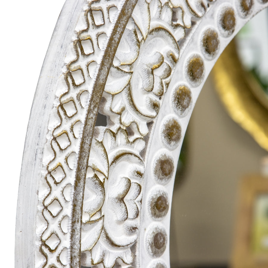 Vintage Carved Bold-Frame Wall Mirror 80cms