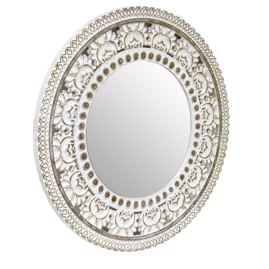 Vintage Carved Bold-Frame Wall Mirror 80cms