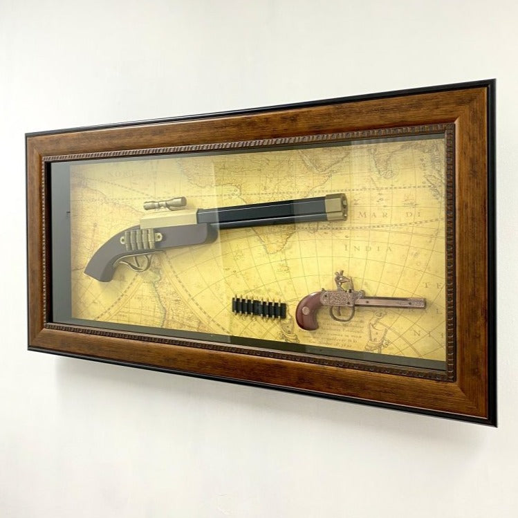 Vintage Charm Antique 2 Plastic Guns Timber Frame