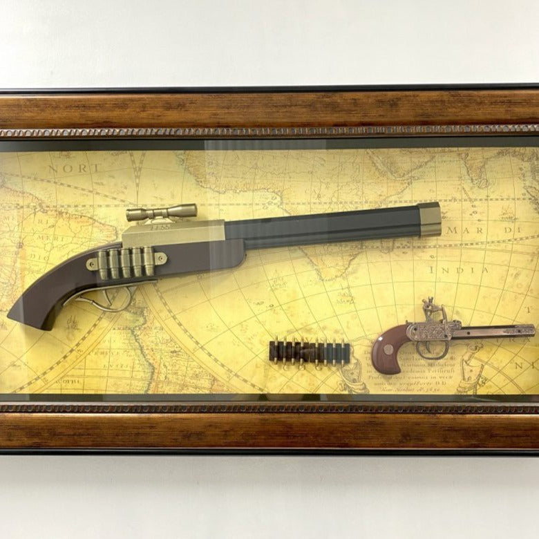 Vintage Charm Antique 2 Plastic Guns Timber Frame