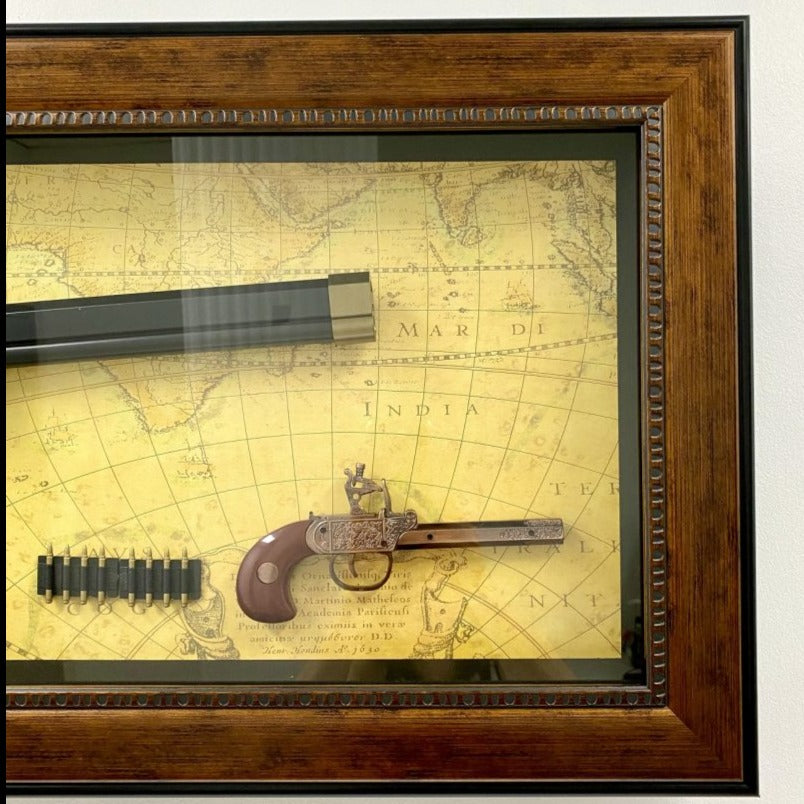 Vintage Charm Antique 2 Plastic Guns Timber Frame