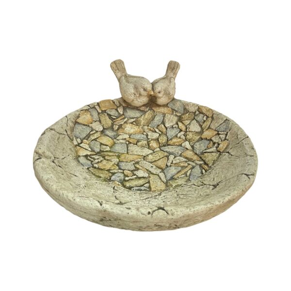 Vintage Charm Stony Birdbath Garden Decor - 42cms