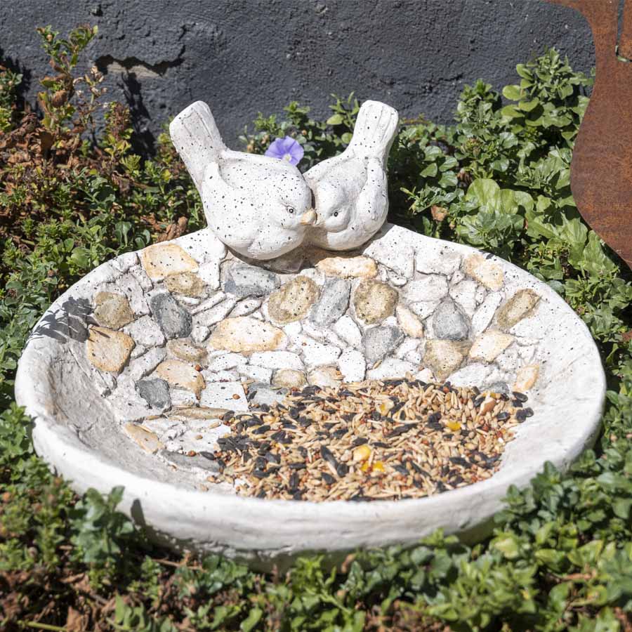 Vintage Charm Stony Birdbath Garden Decor - 42cms