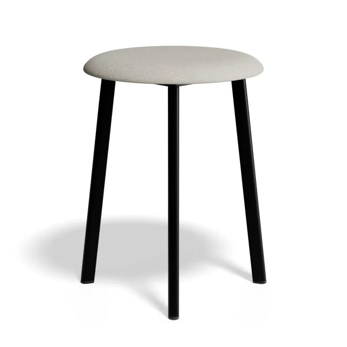 Vintage Fabric Seat Low Stool - Light Grey - 46cms