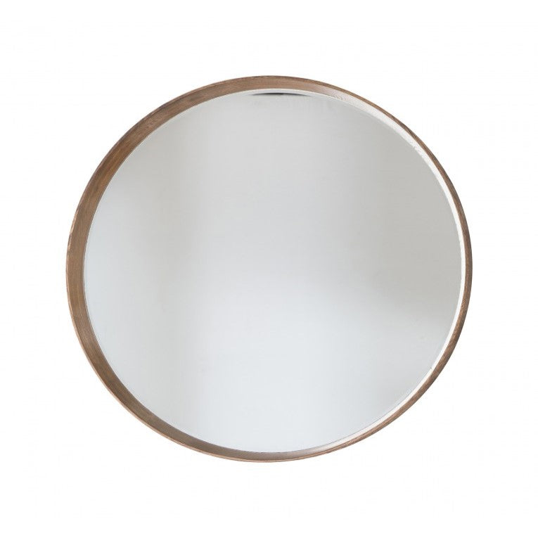 Mahogany Framed Round Wall Mirror Oak 100cms