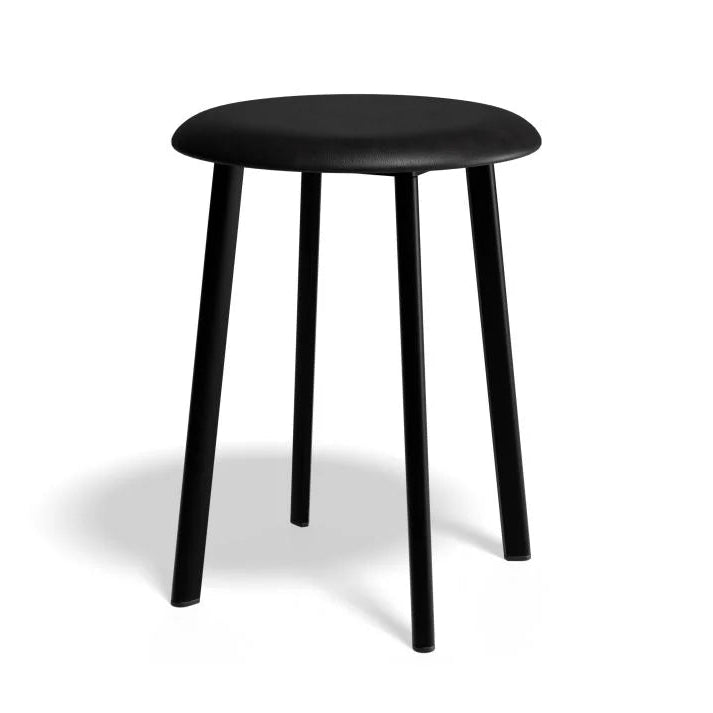 Vintage PU Leather Low Stool - Black - 46cms