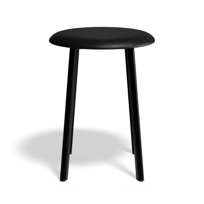 Vintage PU Leather Low Stool - Black - 46cms