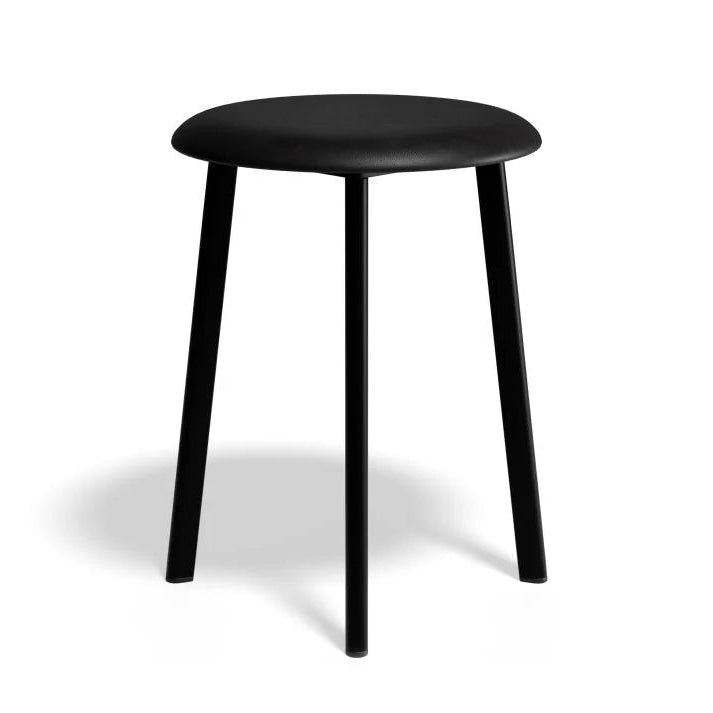 Vintage PU Leather Low Stool - Black - 46cms