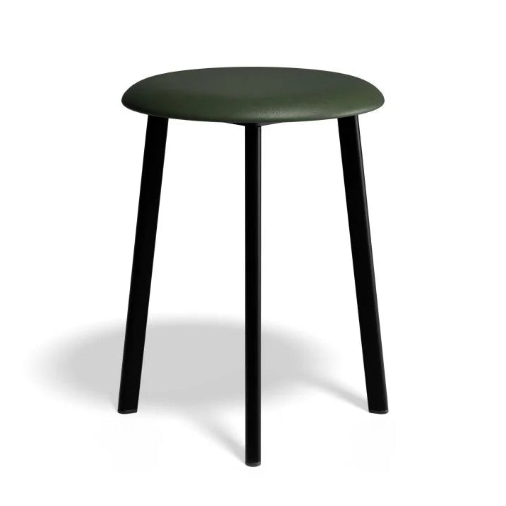 Vintage PU Leather Low Stool - Green - 46cms