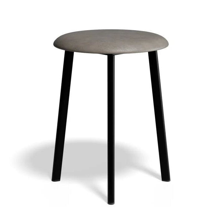 Vintage PU Leather Low Stool - Grey - 46cms