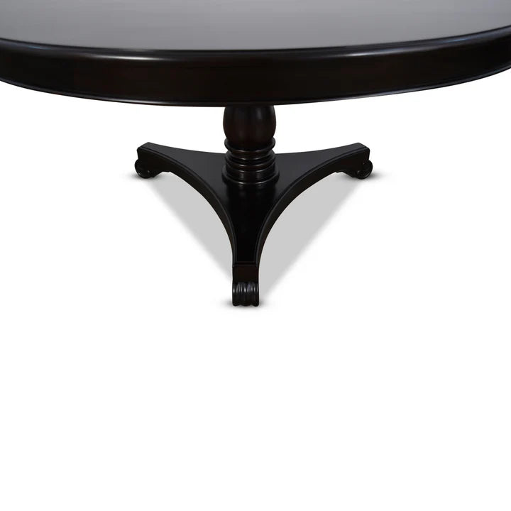 Vintage Pedestal Round Dining Table - Dark Mahogany