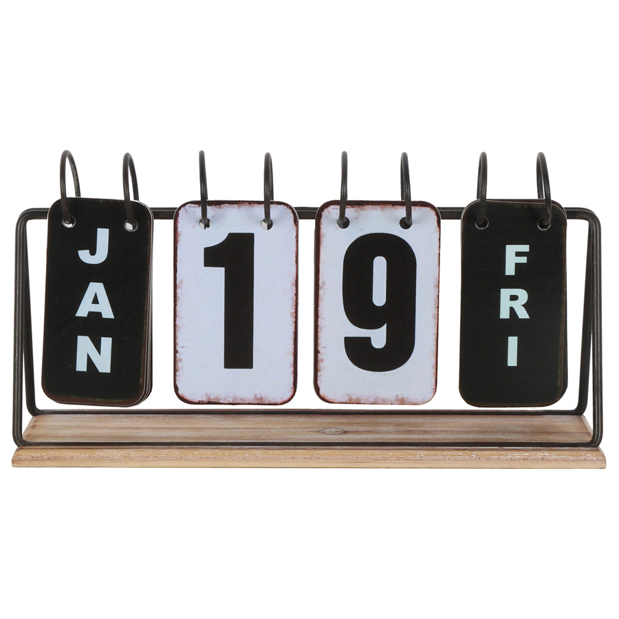 Vintage Style Black Table-Top Calendar