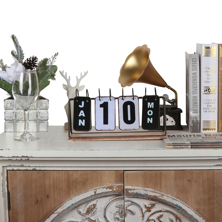 Vintage Style Black Table-Top Calendar
