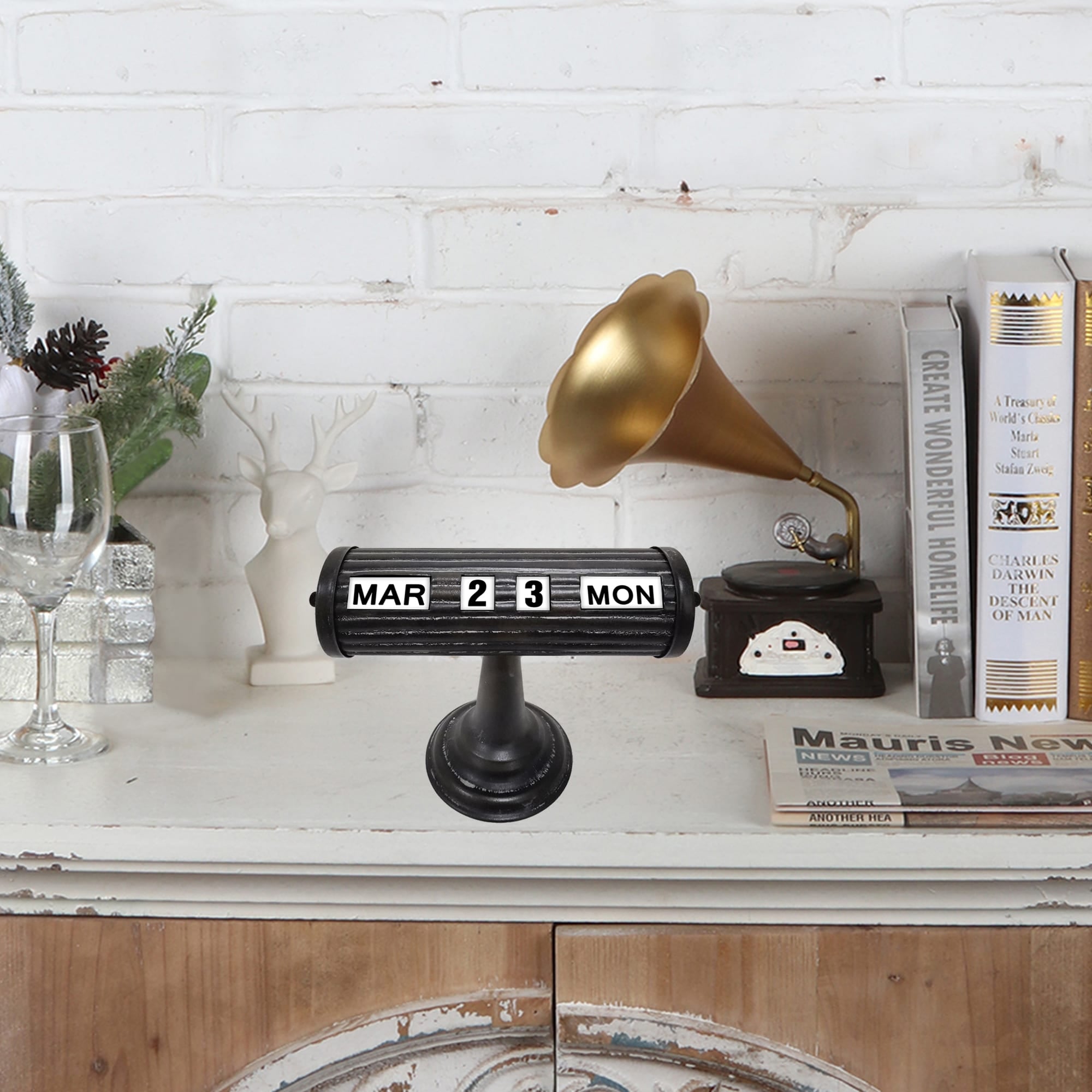 Vintage Style Black Table-top Calendar